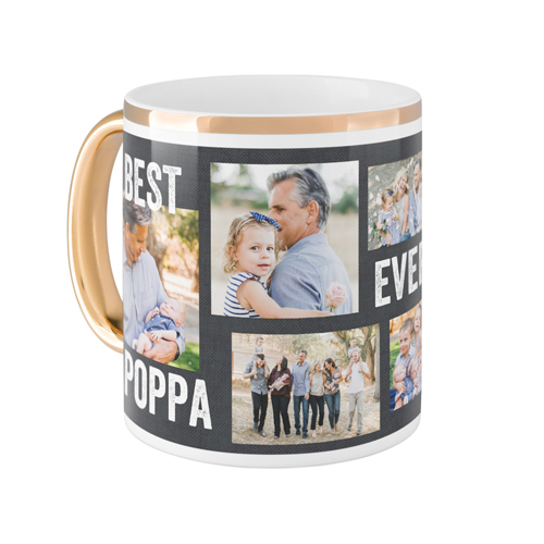 Best Ever Collage Mug, Gold Handle, , 11oz, Gray, charcoal