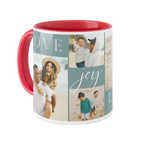 Love Joy Laughter Mug, Red, , 11oz, Blue, cedar