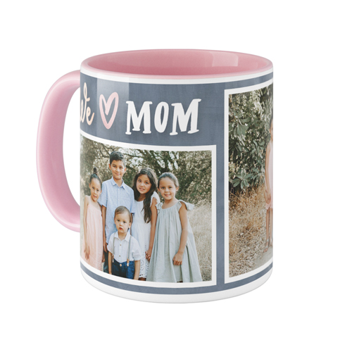Modern We Heart Mom Mug, Pink,  , 11oz, Gray