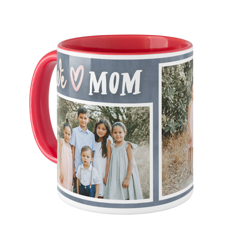 Modern We Heart Mom Mug, Red,  , 11oz, Gray