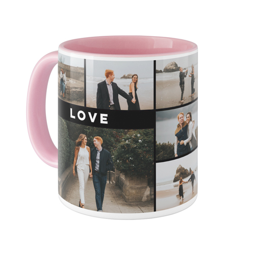 Eternal Love Grid Mug, Pink,  , 11oz, Black