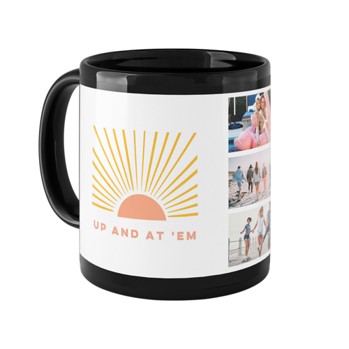 Sunrises and Coffee Mug, Black,  , 11oz, White