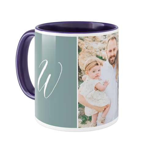 Gallery Trio Monogram Mug, Blue,  , 11oz, Multicolor