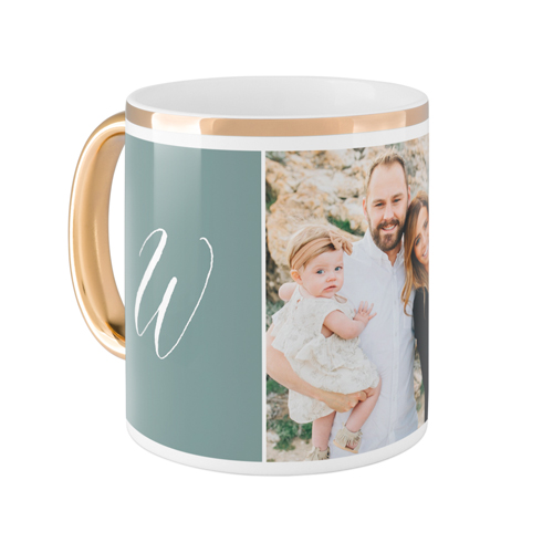 Gallery Trio Monogram Mug, Gold Handle,  , 11oz, Multicolor