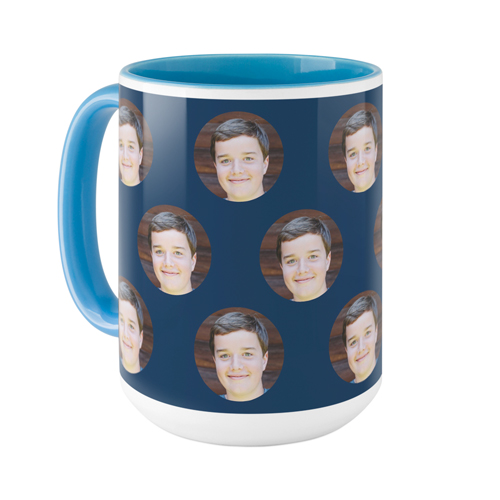 Floating Faces Mug, Light Blue, , 15oz, Blue, navy