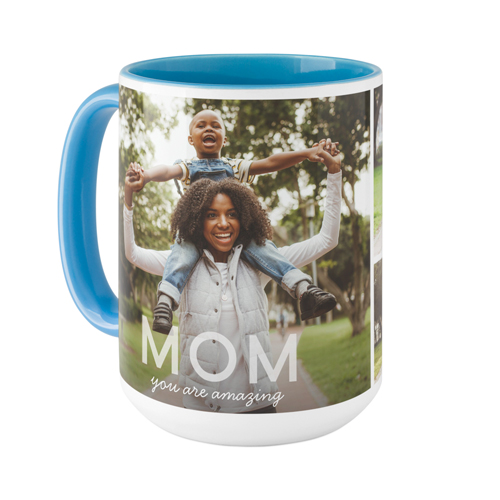 Amazing Bold Mom Mug, Light Blue,  , 15oz, White