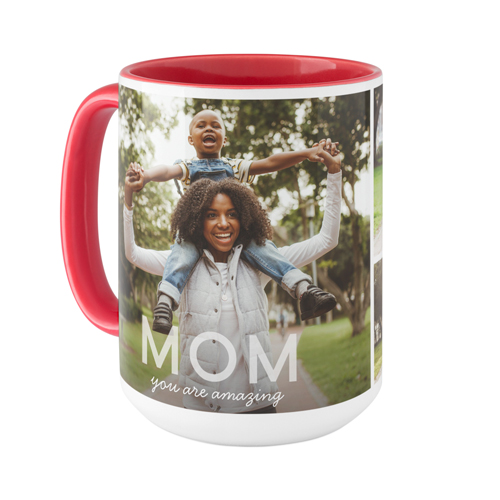 Amazing Bold Mom Mug, Red,  , 15oz, White