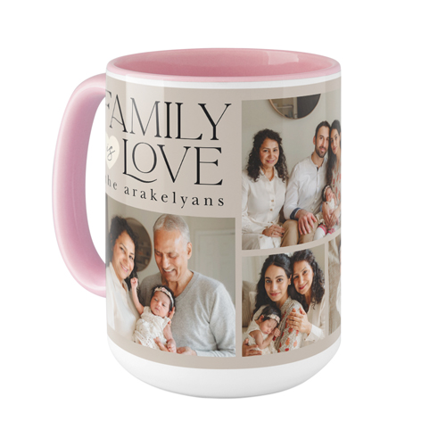 Family Is Love Mug, Pink,  , 15oz, Brown
