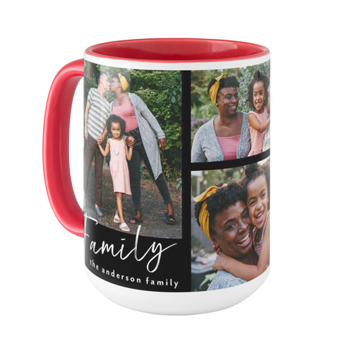 Family Tilt Script Mug, Red, , 15oz, Black, black