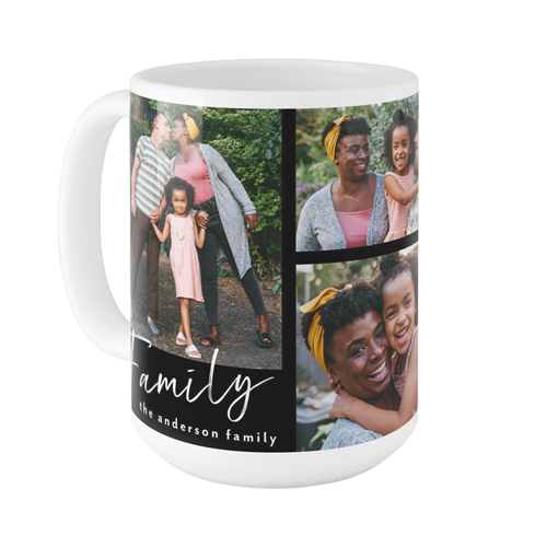 Family Tilt Script Mug, White, , 15oz, Black, black
