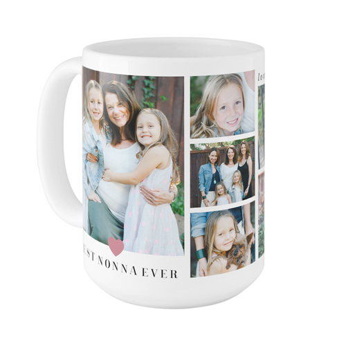 Heart Frames Mug, White, , 15oz, Pink, blush