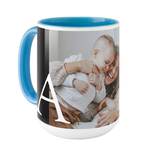 Monogram Overlay Mug, Light Blue,  , 15oz, Black