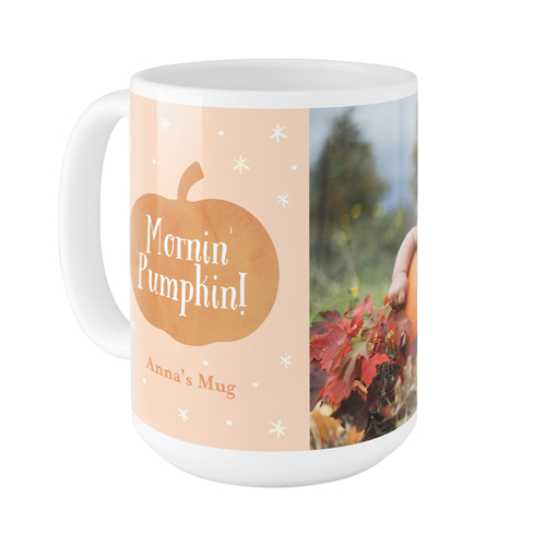 Mornin Pumpkin Mug, White,  , 15oz, Orange