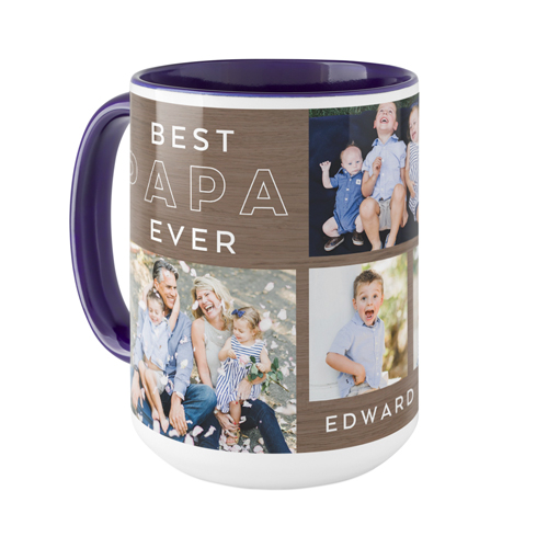 Wood Detail Best Ever Mug, Blue, , 15oz, Brown, cafe