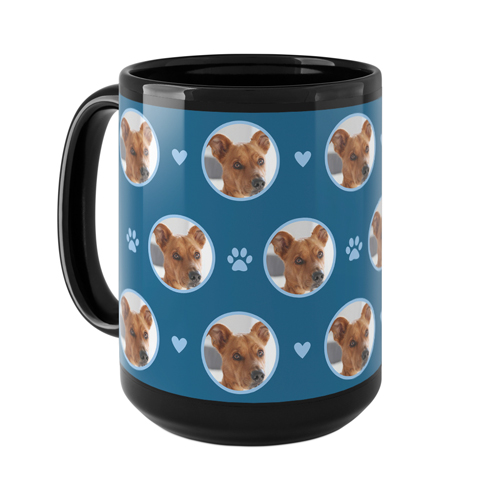 Floating Paws and Pets Mug, Black, , 15oz, Blue, slate blue