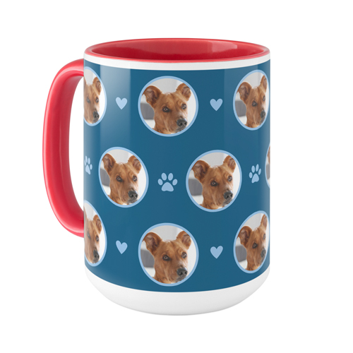 Floating Paws and Pets Mug, Red, , 15oz, Blue, slate blue
