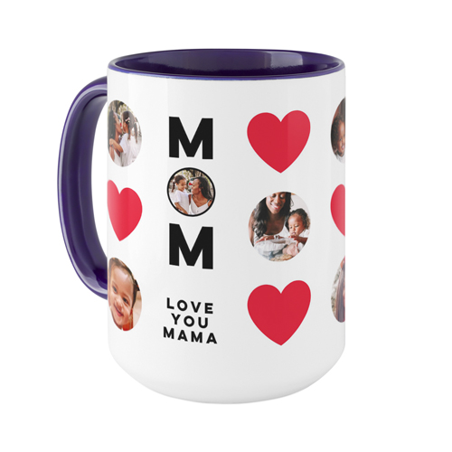 Heart Best Mom Ever Mug, Blue, , 15oz, Red, fire engine