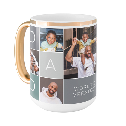 Dad Color Grid Mug, Gold Handle, , 15oz, Gray, slate