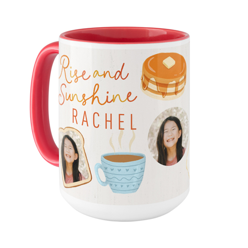 Floating Faces and Coffee Mug, Red,  , 15oz, Beige