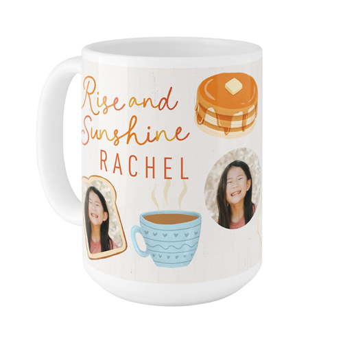 Floating Faces and Coffee Mug, White,  , 15oz, Beige
