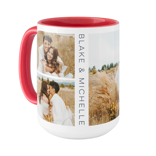 Modern Vertical Text Mug, Red, , 15oz, White, white