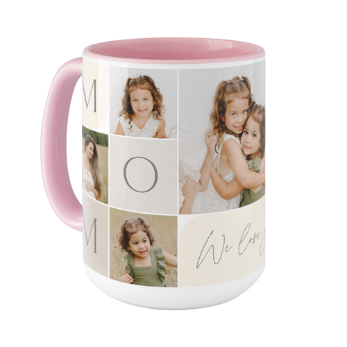 Mom Color Grid Mug, Pink,  , 15oz, Beige