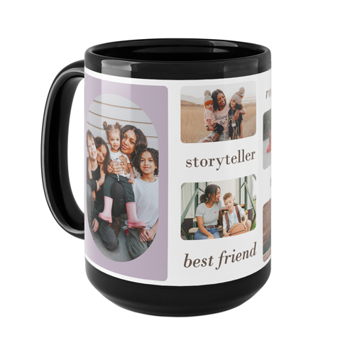 Traits of the Best Mug, Black, , 15oz, Purple, pansy