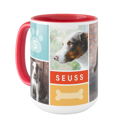 Colorful Pet Collage Mug, Red,  , 15oz, Red
