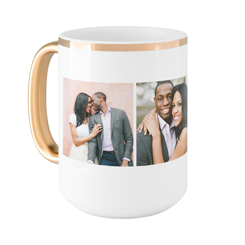 Classic Trio Mug, Gold Handle, , 15oz, White, white