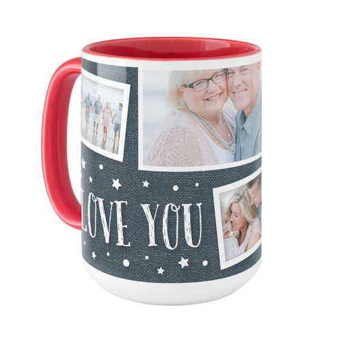 Love To The Moon and Back Denim Mug, Red,  , 15oz, Blue