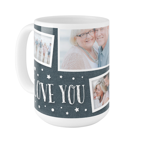 Love To The Moon and Back Denim Mug, White,  , 15oz, Blue