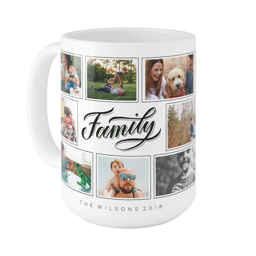 Family Script Mug, White,  , 15oz, Black