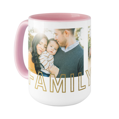 Contemporary Family Collage Mug, Pink,  , 15oz, White