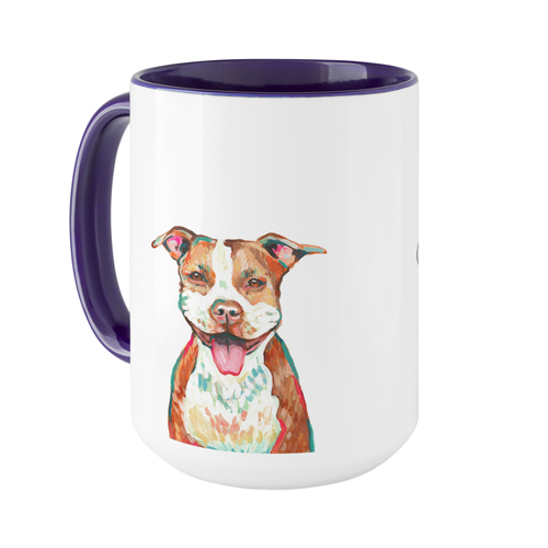 Pit Bull Terrier Mix Custom Text Mug, Blue,  , 15oz, Multicolor