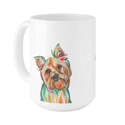 Yorkie Custom Text Mug, White,  , 15oz, Multicolor