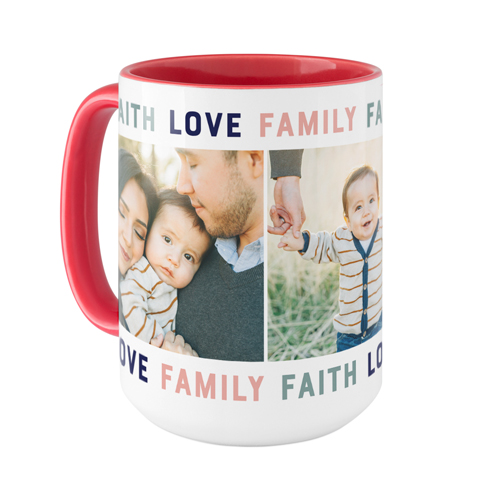 Faith Love Family Mug, Red,  , 15oz, Blue
