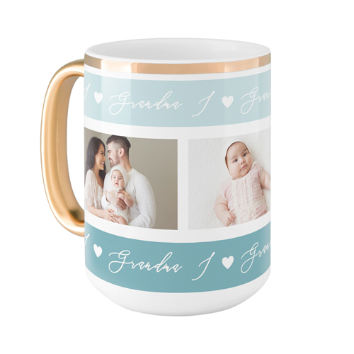 I Heart Grandma Mug, Gold Handle, , 15oz, Blue, sea