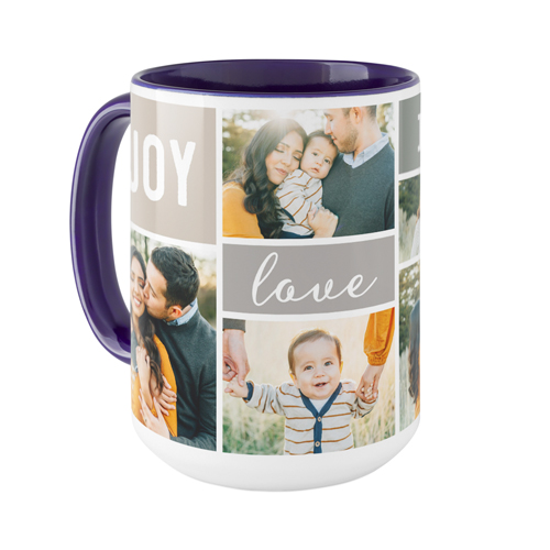 Joy Love Family Mug, Blue,  , 15oz, Gray