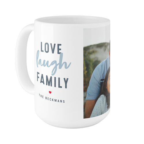 Love Laugh Family Mug, White,  , 15oz, White