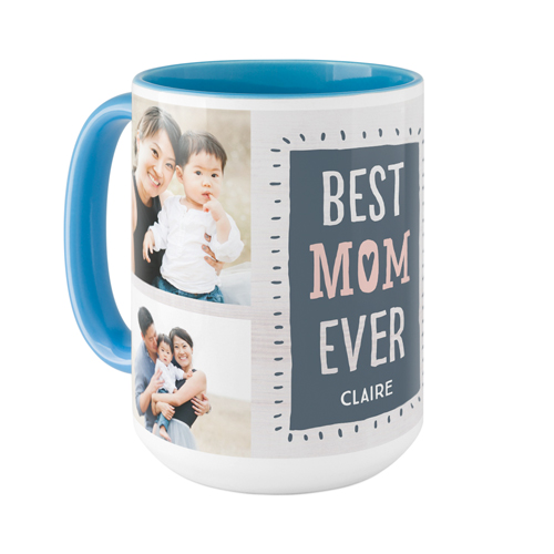 Best Mom Heart Mug, Light Blue,  , 15oz, Gray