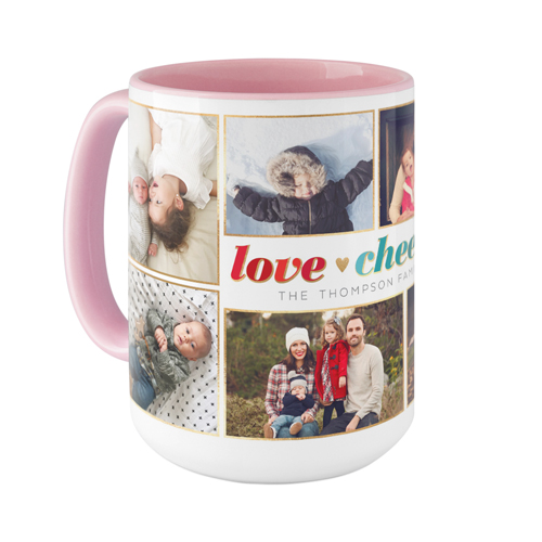 Love Heart Cheer Heart Mug, Pink,  , 15oz, White