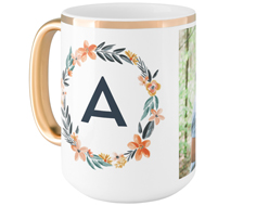 bright floral wreath monogram mug