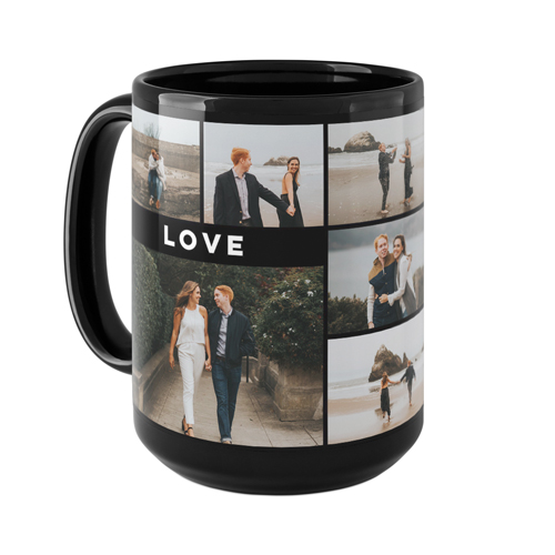 Eternal Love Grid Mug, Black, , 15oz, Black, black