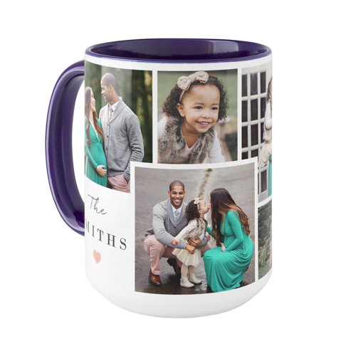 Overlap Family Collage Mug, Blue,  , 15oz, White