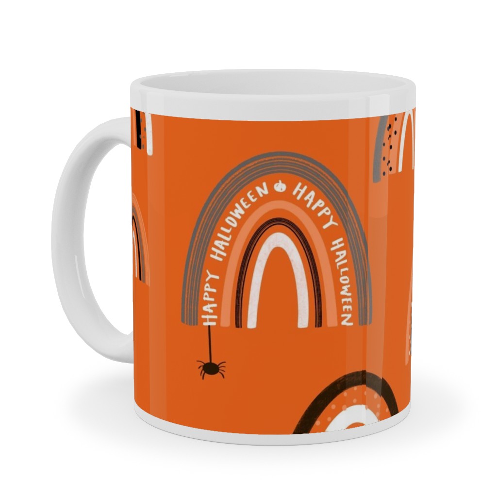 Happy Halloween Rainbows - Orange Ceramic Mug, White, , 11oz, Orange, Orange