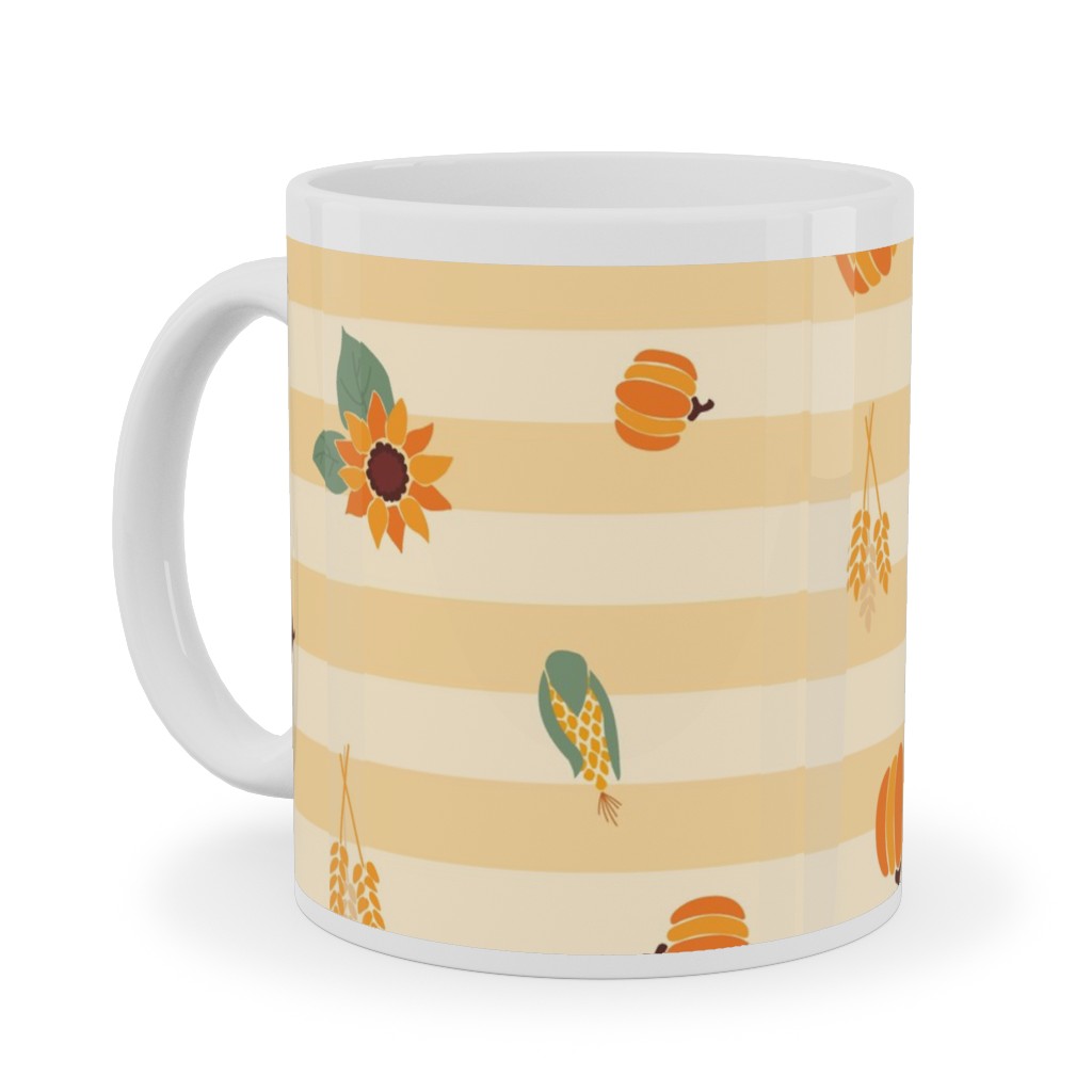 Autumn Nature Stripes - Orange Ceramic Mug, White, , 11oz, Orange, Orange
