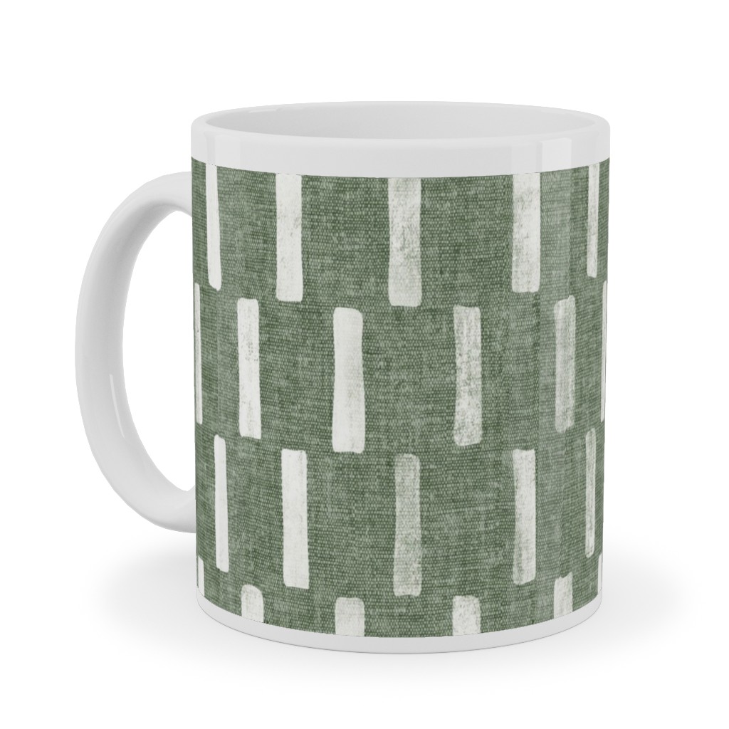 Block Print Dash - Sage Ceramic Mug, White, , 11oz, Green, Classic Green
