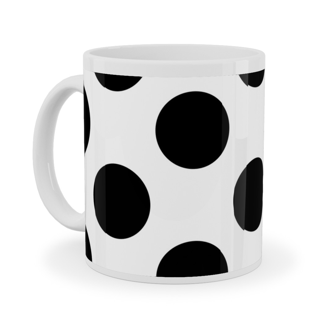 Polka Dot - Black and White Ceramic Mug, White,  , 11oz, Black