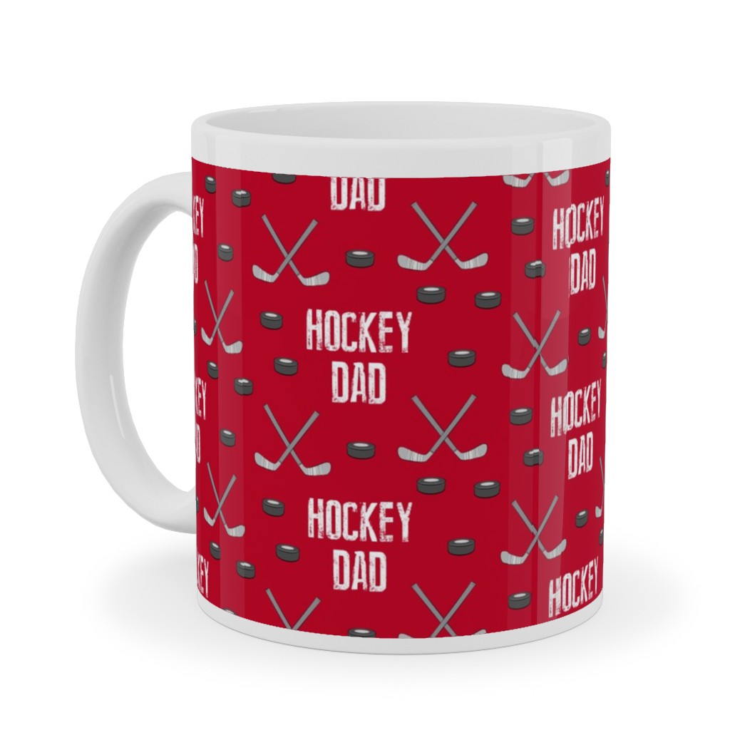 Hockey Dad - Red Ceramic Mug, White, , 11oz, Red, Red