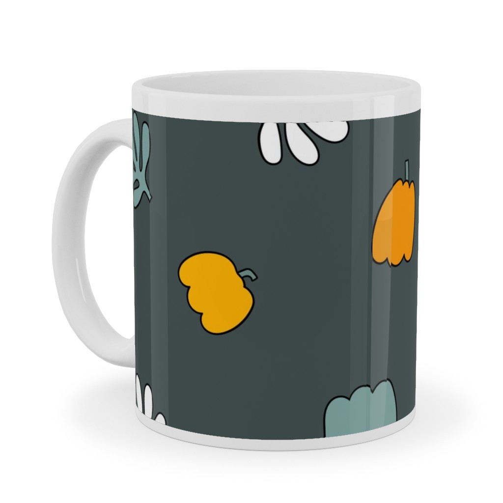 Autumn Harvest Vegetables - Dark Ceramic Mug, White, , 11oz, Green, Classic Green